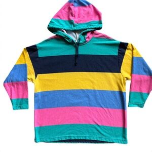 Vintage 90s Colorblock Women’s Hoodie Sweater with Short Sleeve
